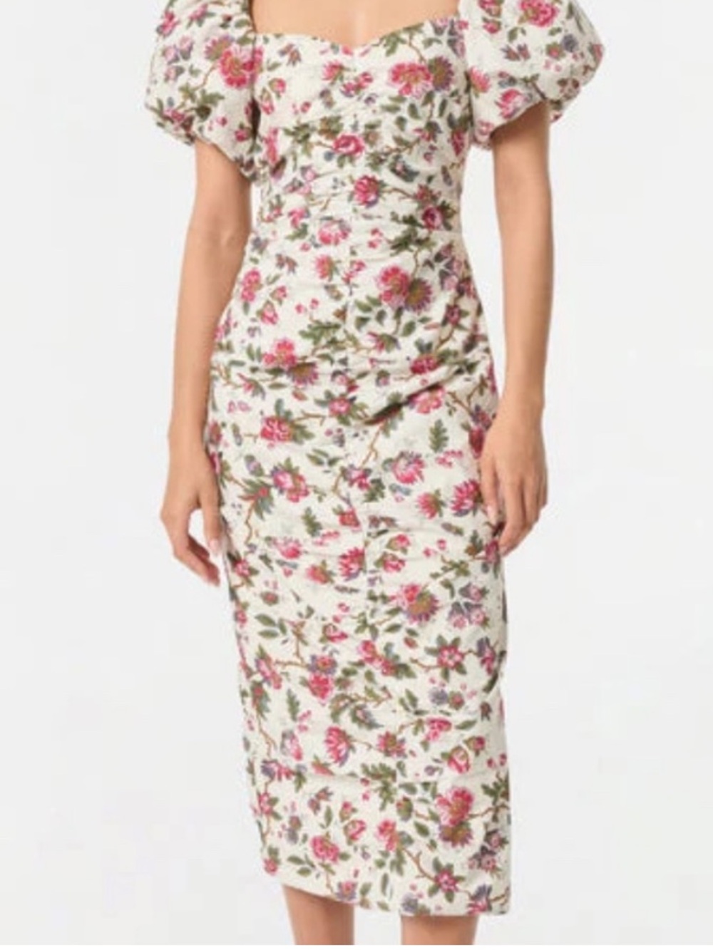 RHODE Tessa floral midi 100% organic cotton dress formal wedding evening